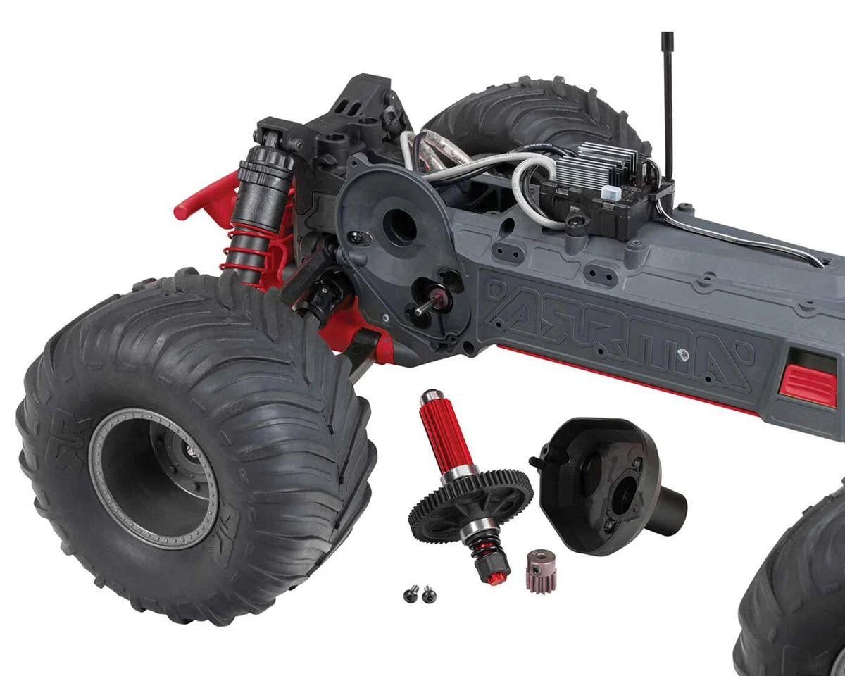 Arrma Gorgon 4X2 MEGA 550 Brushed 1/10 Monster Truck RTR (Red) w/SLT2 2.4GHz Radio, Battery & Charger