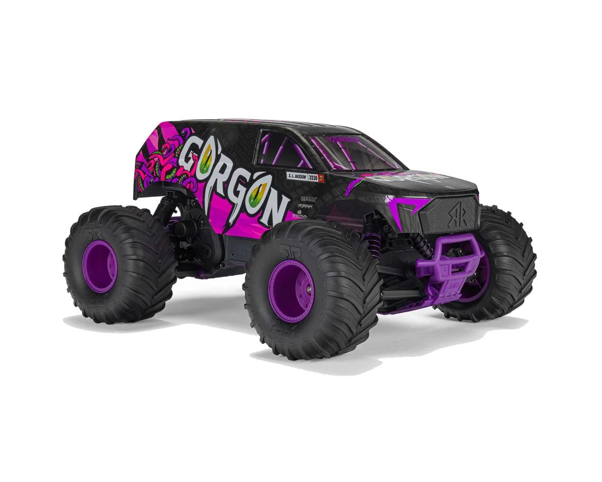 Arrma Gorgon 4X2 MEGA 550 1/10 RTR Brushed Monster Truck (Purple) w/SLT2 2.4GHz Radio, Battery & Charger