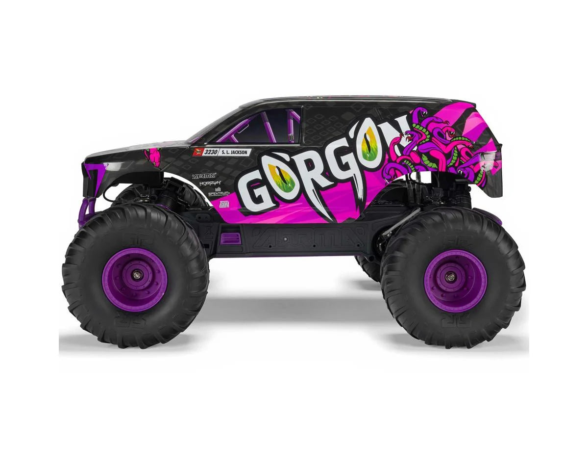 Arrma Gorgon 4X2 MEGA 550 1/10 RTR Brushed Monster Truck (Purple) w/SLT2 2.4GHz Radio, Battery & Charger