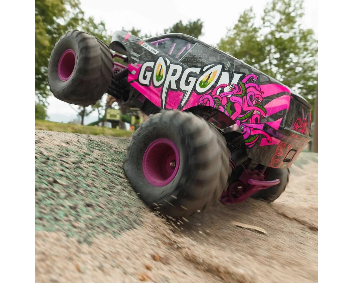 Arrma Gorgon 4X2 MEGA 550 1/10 RTR Brushed Monster Truck (Purple) w/SLT2 2.4GHz Radio, Battery & Charger