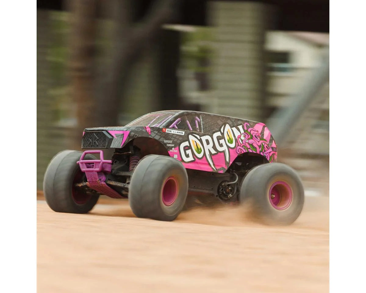 Arrma Gorgon 4X2 MEGA 550 1/10 RTR Brushed Monster Truck (Purple) w/SLT2 2.4GHz Radio, Battery & Charger