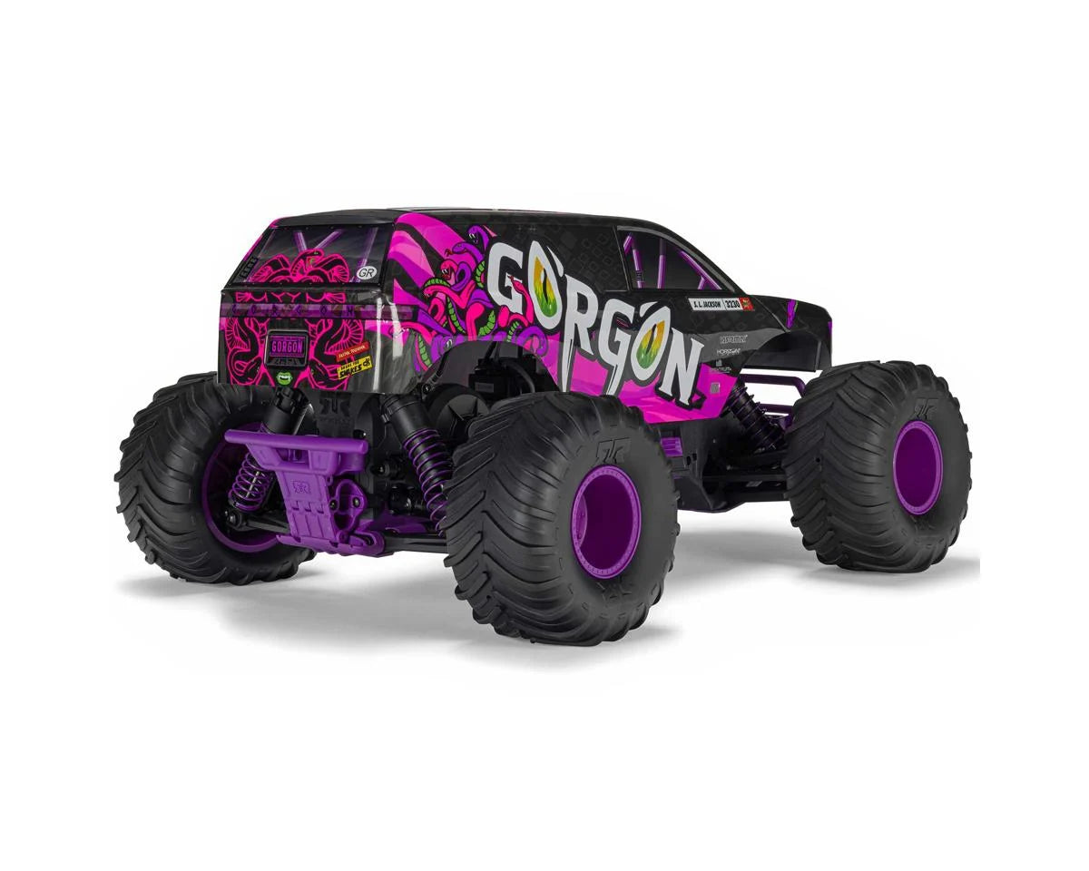 Arrma Gorgon 4X2 MEGA 550 1/10 RTR Brushed Monster Truck (Purple) w/SLT2 2.4GHz Radio, Battery & Charger