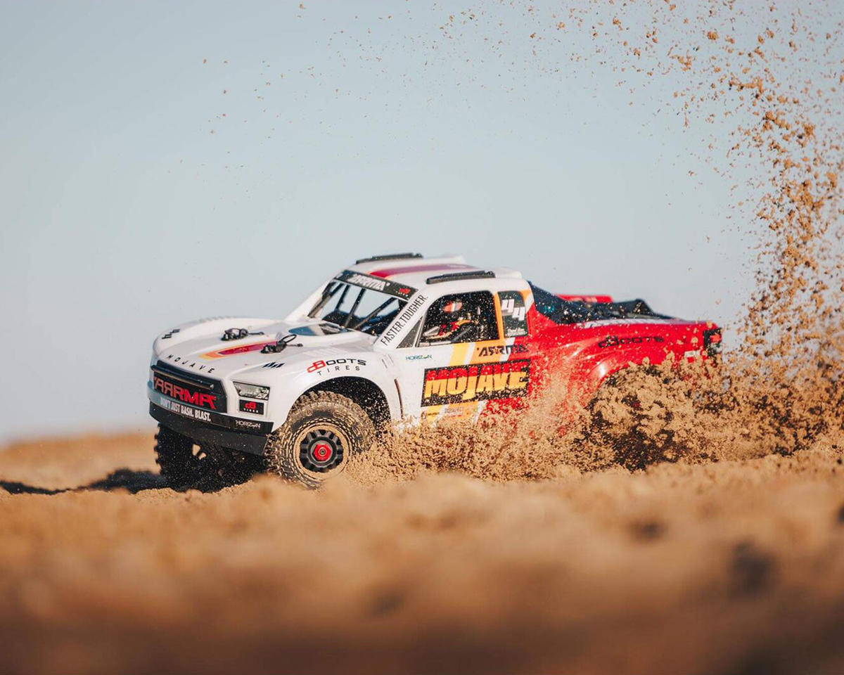 Arrma Mojave 4S BLX Brushless 1/8 4WD RTR Electric Desert Truck (White/Red) w/Spektrum SLT3 2.4GHz Radio