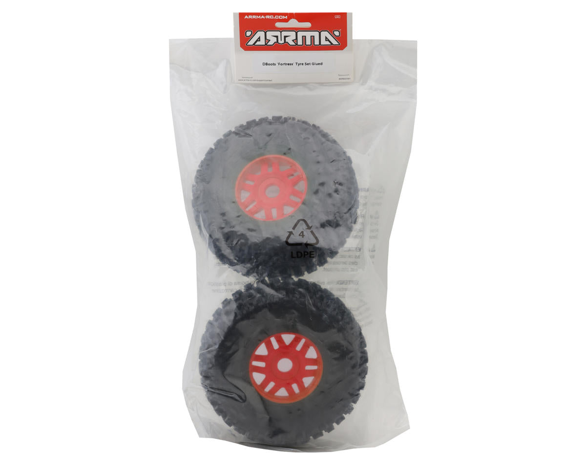 Arrma Mojave 6S BLX dBoots "Fortress" Pre-Mounted Tire Set (Red) (2)