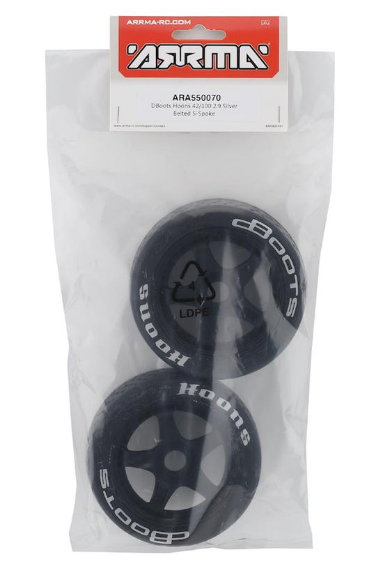 Arrma DBoots Hoons 42/100 2.9 Belted 5-Spoke Pre-mounted Tires (2) (Silver)