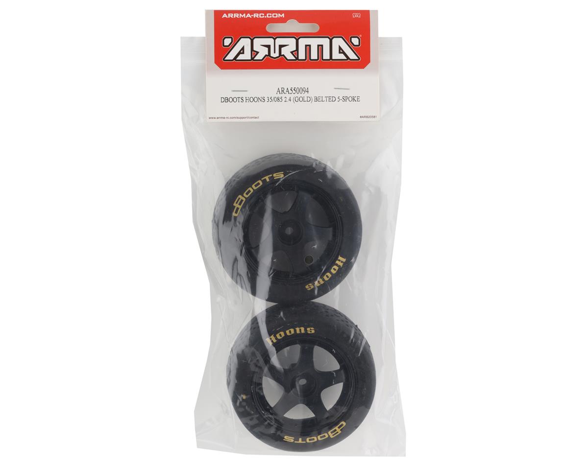 ARRMA DBoots Hoons 35/085 2.4 Belted 5-Spoke Pre-Mounted Tires (2) (Gold) w/14mm Hex