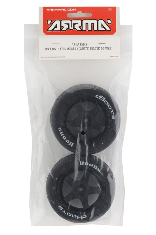 Arrma DBoots Hoons 35/085 2.4 Belted 5-Spoke Pre-Mounted Tires (2) (White) w/14mm Hex