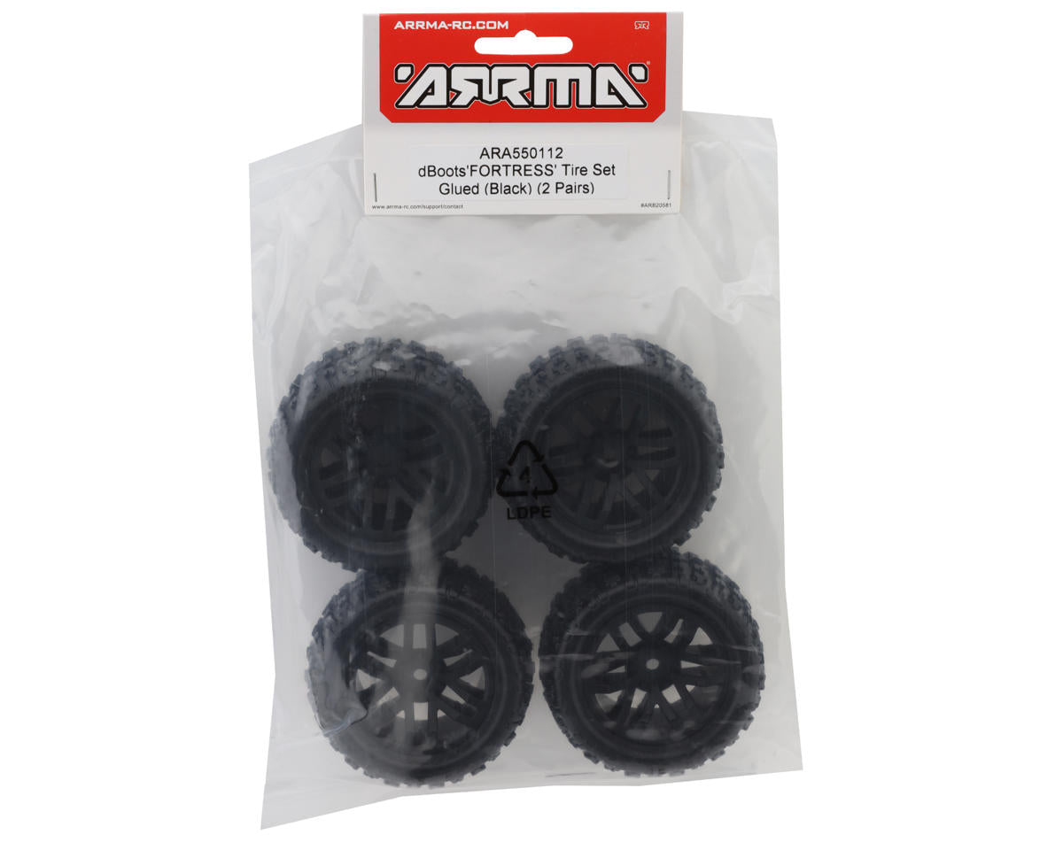 Arrma dBoots Fortress Pre-mounted MT Tire Set (Black) (2) w/12mm Hex