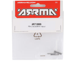 ARRMA 2.5x16.8mm Pins (4) 6S: Felony Kraton Infraction Mojave AR713009