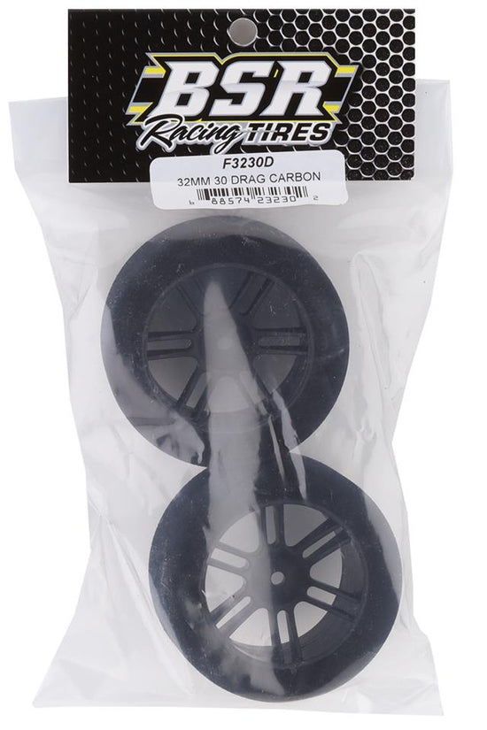 BSR Racing Drag Foam Tires (Black) (2) (32mm Wide/68mm Diameter) (30 Shore) w/12mm Hex