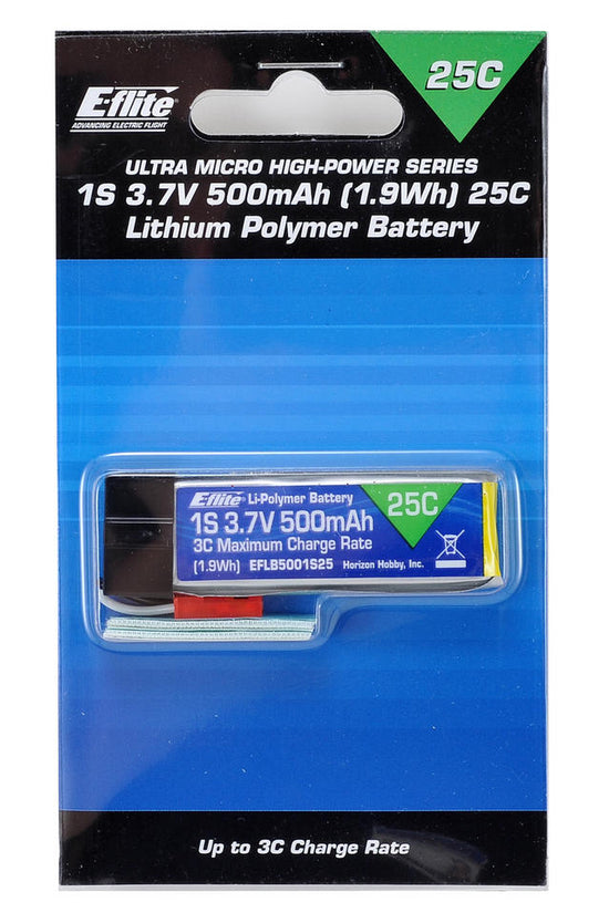E-flite 1S 25C LiPo Battery Pack (3.7V/500mAh) w/JST Connector