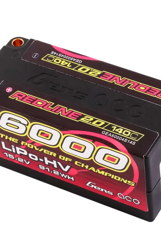 Gens Ace Redline 2.0 4S Shorty LiHV Battery 140C (15.2V/6000mAh) w/5mm Bullets