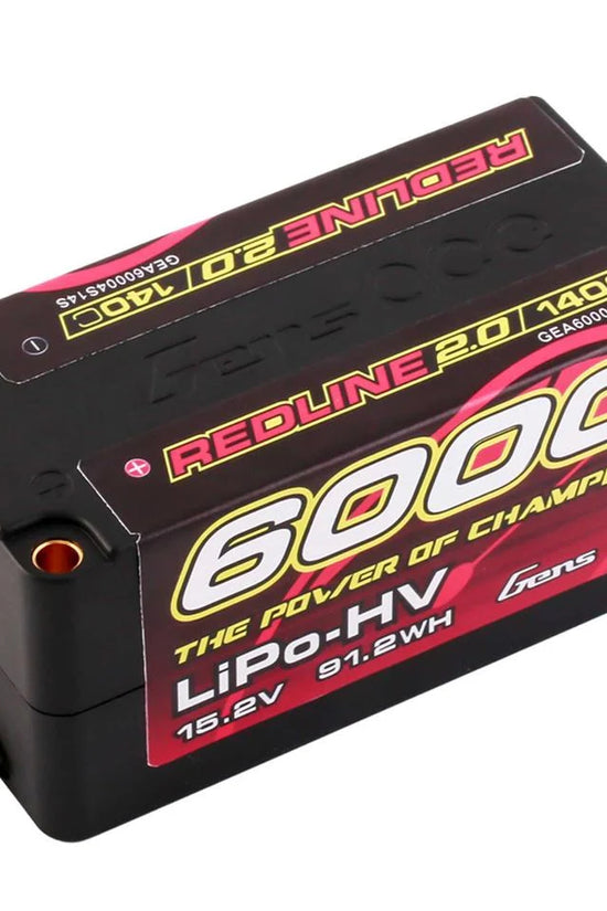 Gens Ace Redline 2.0 4S Shorty LiHV Battery 140C (15.2V/6000mAh) w/5mm Bullets