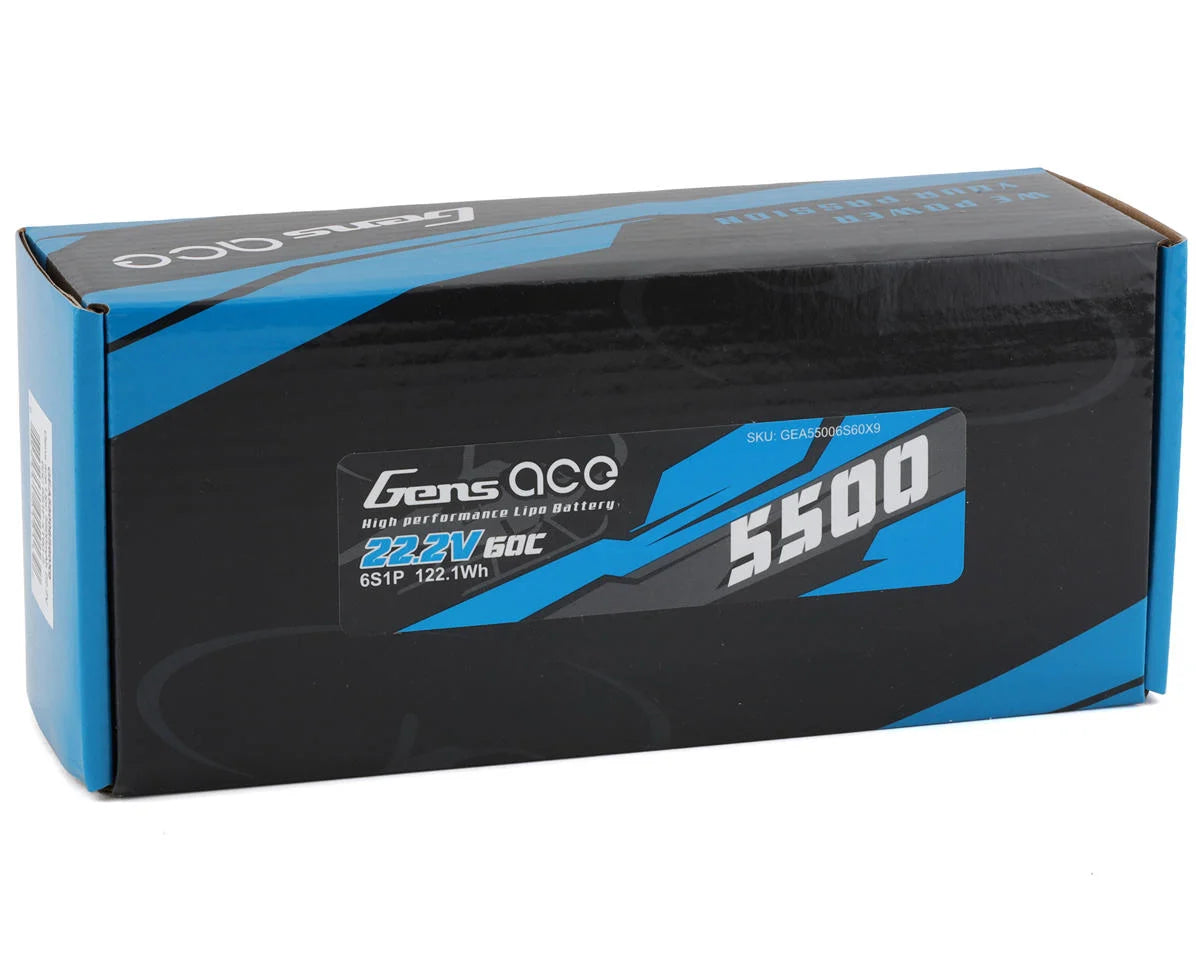 Gens Ace 6S LiPo Battery 60C (22.2V/5500mAh) w/XT90 Connector (Soft Pack)