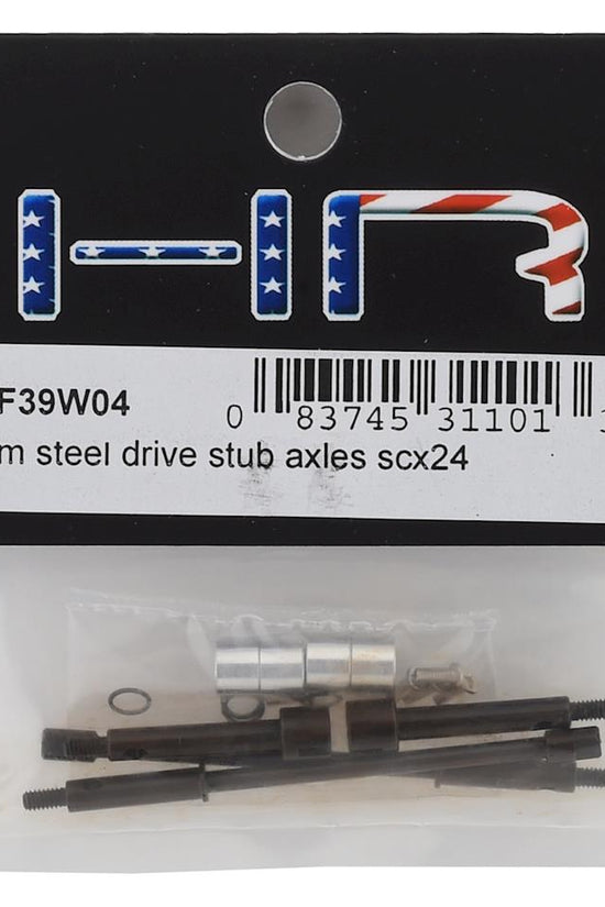 Hot Racing Axial SCX24 +4mm Wide Track Steel Drive Stub Axle Set