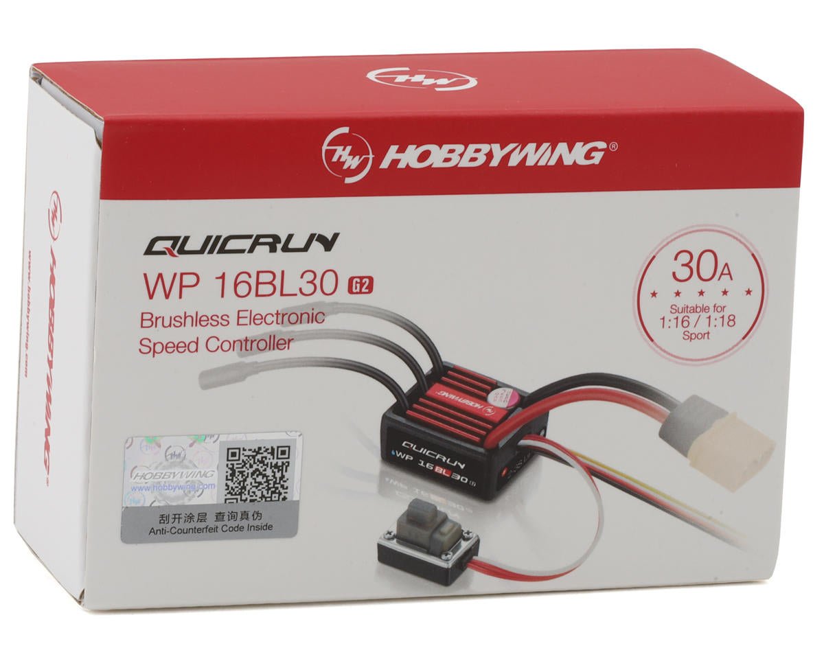 Hobbywing Quicrun WP-16BL30 G2 (2-3S) Waterproof 1/16 and 1/18 on/Off Road Mini Sensorless Brushless ESC