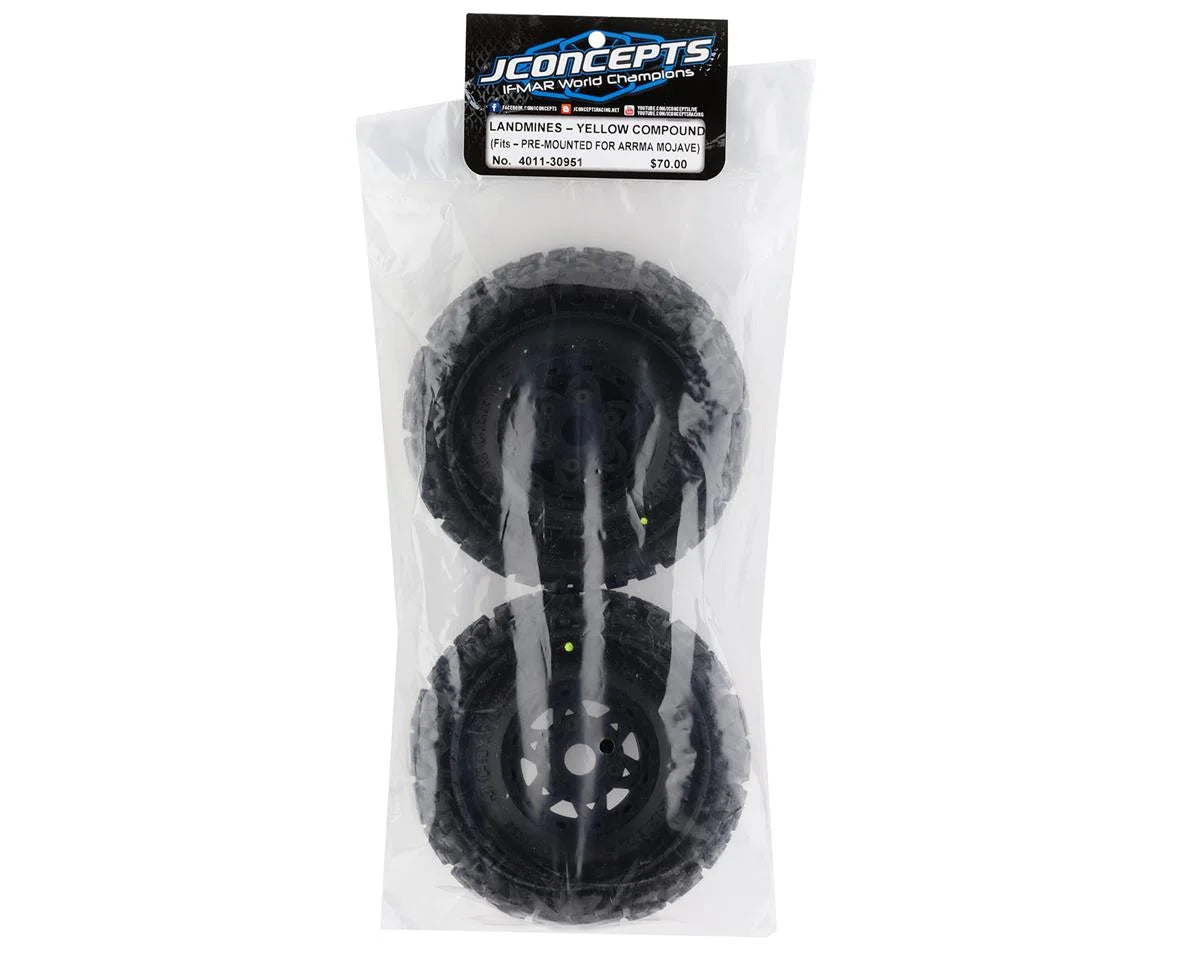 JConcepts Mojave 6S BLX Pre-Mounted Landmines Tires w/Tremor Wheels (Black) (2) (Yellow) w/17mm Hex
