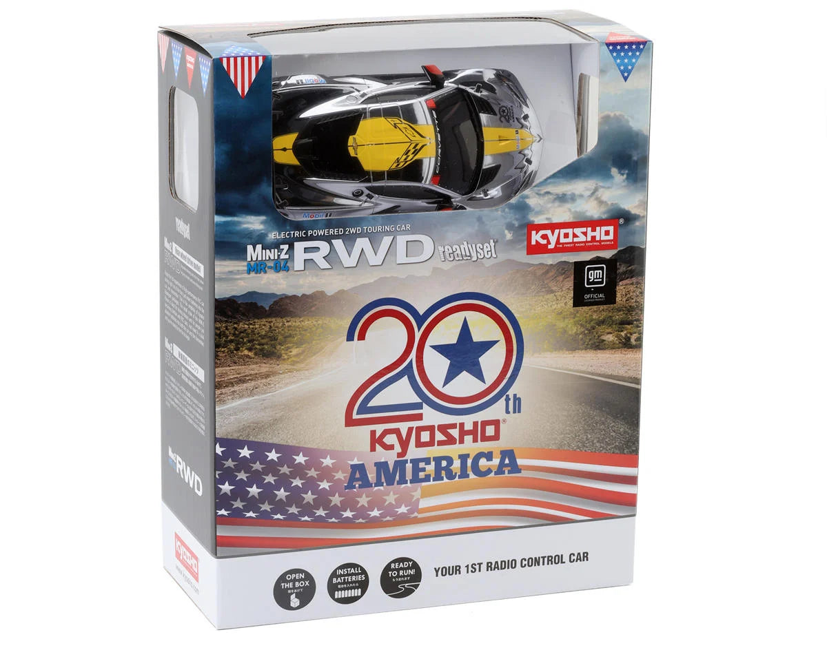 Kyosho MR-04 Mini-Z RWD ReadySet w/Chevrolet® Corvette® C8.R Body (Chrome/Yellow) w/KT-531P 2.4GHz Radio