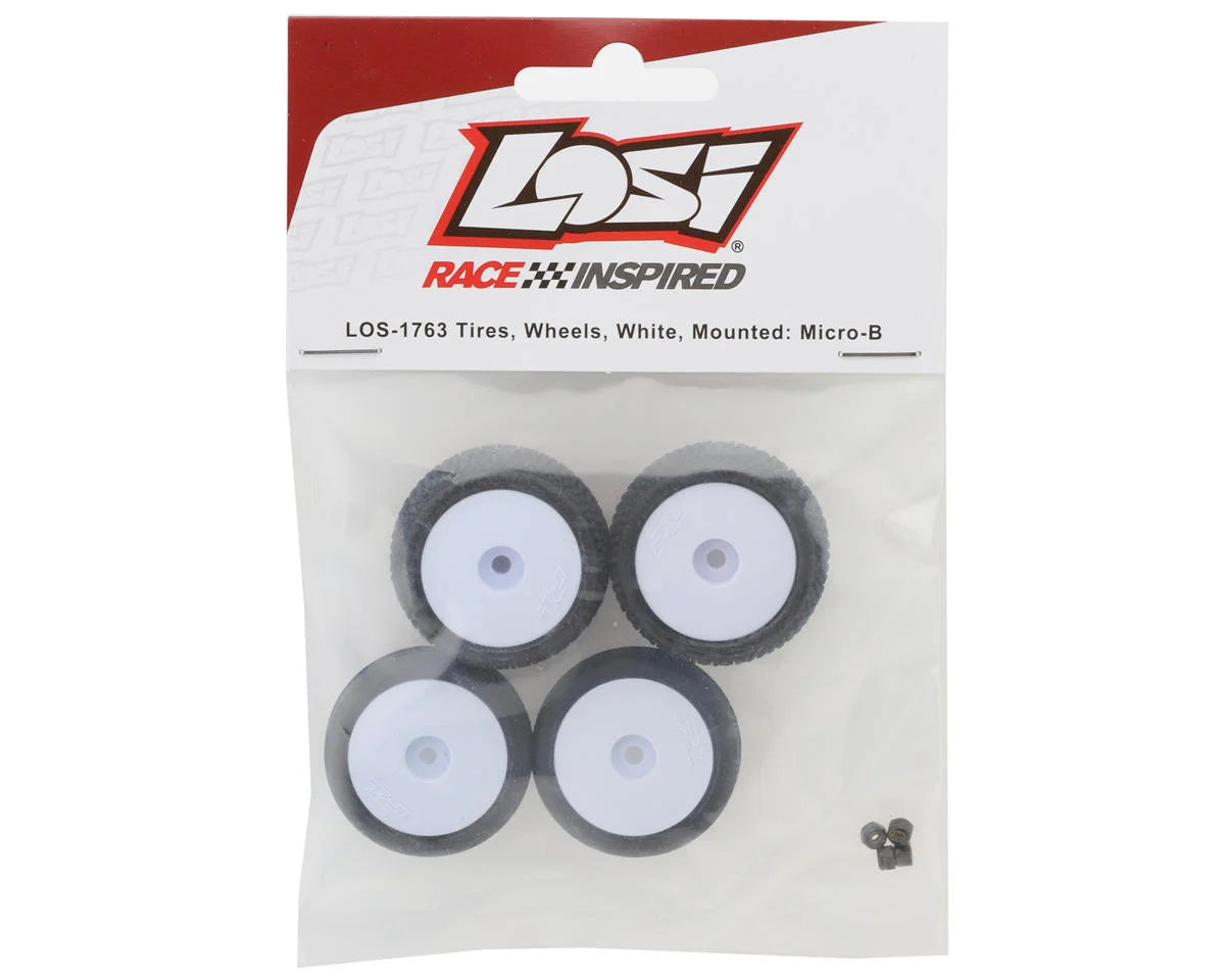 Losi Micro-B Pre-Mounted Tires (White) (4)