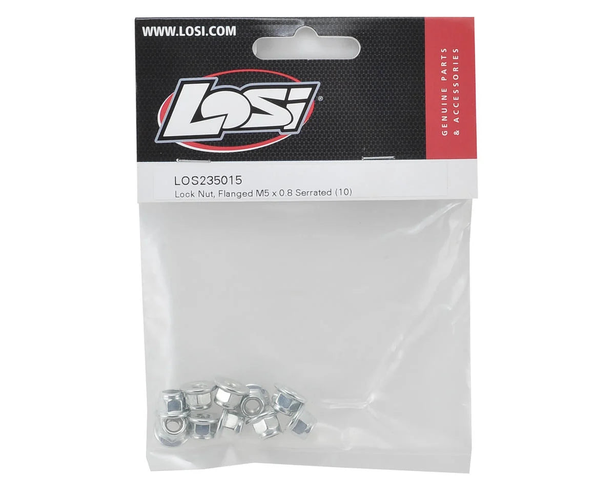 Losi 5x0.8mm Flanged Serrated Lock Nut (10)