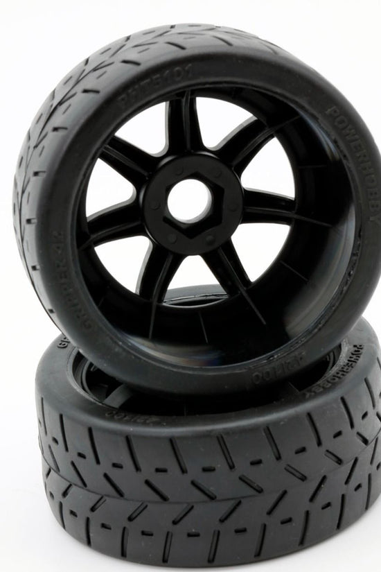 Powerhobby 1/8 Gripper 42/100 Belted Mounted Tires 17mm Black Wheels