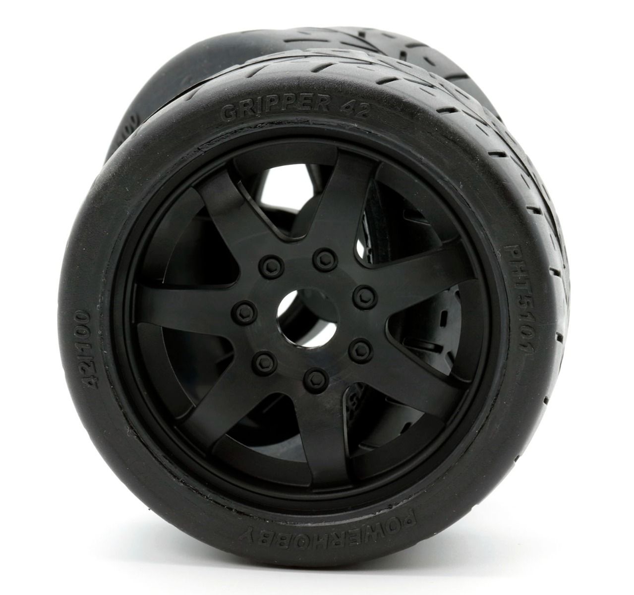 Powerhobby 1/8 Gripper 42/100 Belted Mounted Tires 17mm Black Wheels