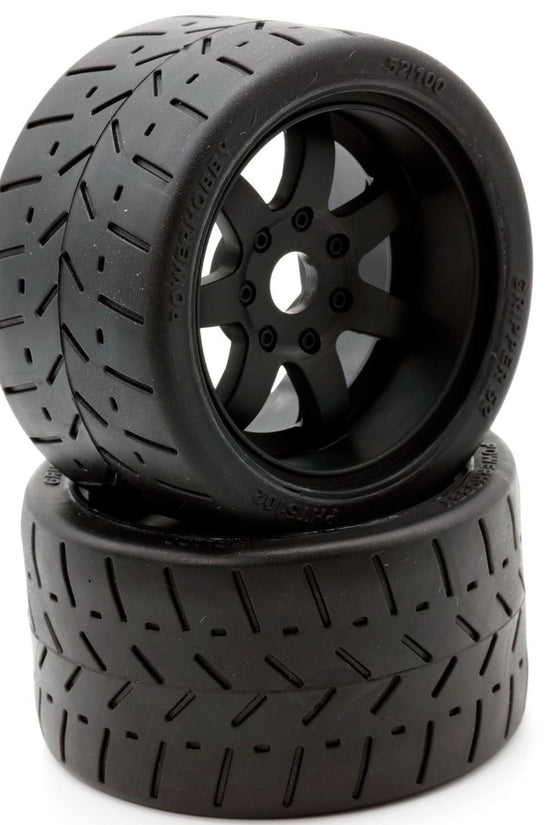 Powerhobby 1/8 Gripper 54/100 Belted Mounted Tires 17mm Black Wheels