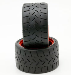 Powerhobby 1/8 Gripper 54/100 Belted Mounted Tires 17mm Red Wheels