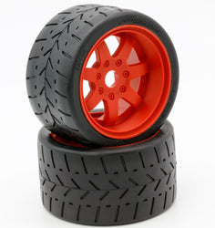 Powerhobby 1/8 Gripper 54/100 Belted Mounted Tires 17mm Red Wheels