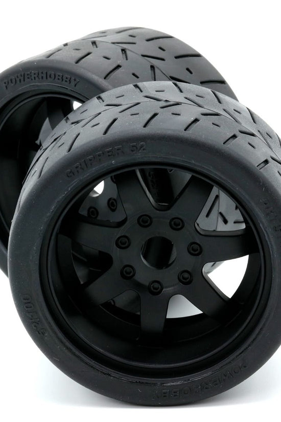 Powerhobby 1/8 Gripper 54/100 Belted Mounted Tires 17mm Black Wheels