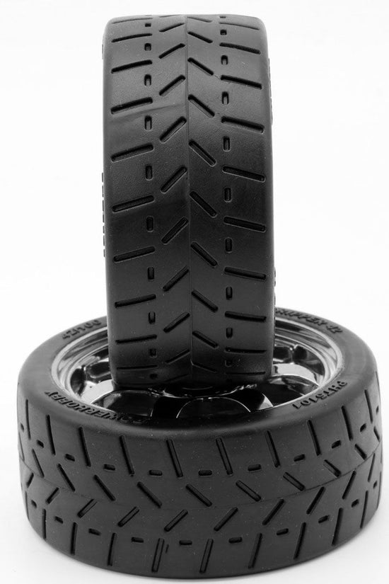 Powerhobby 1/8 Gripper 42/100 Belted Mounted Tires 17mm Chrome Wheels
