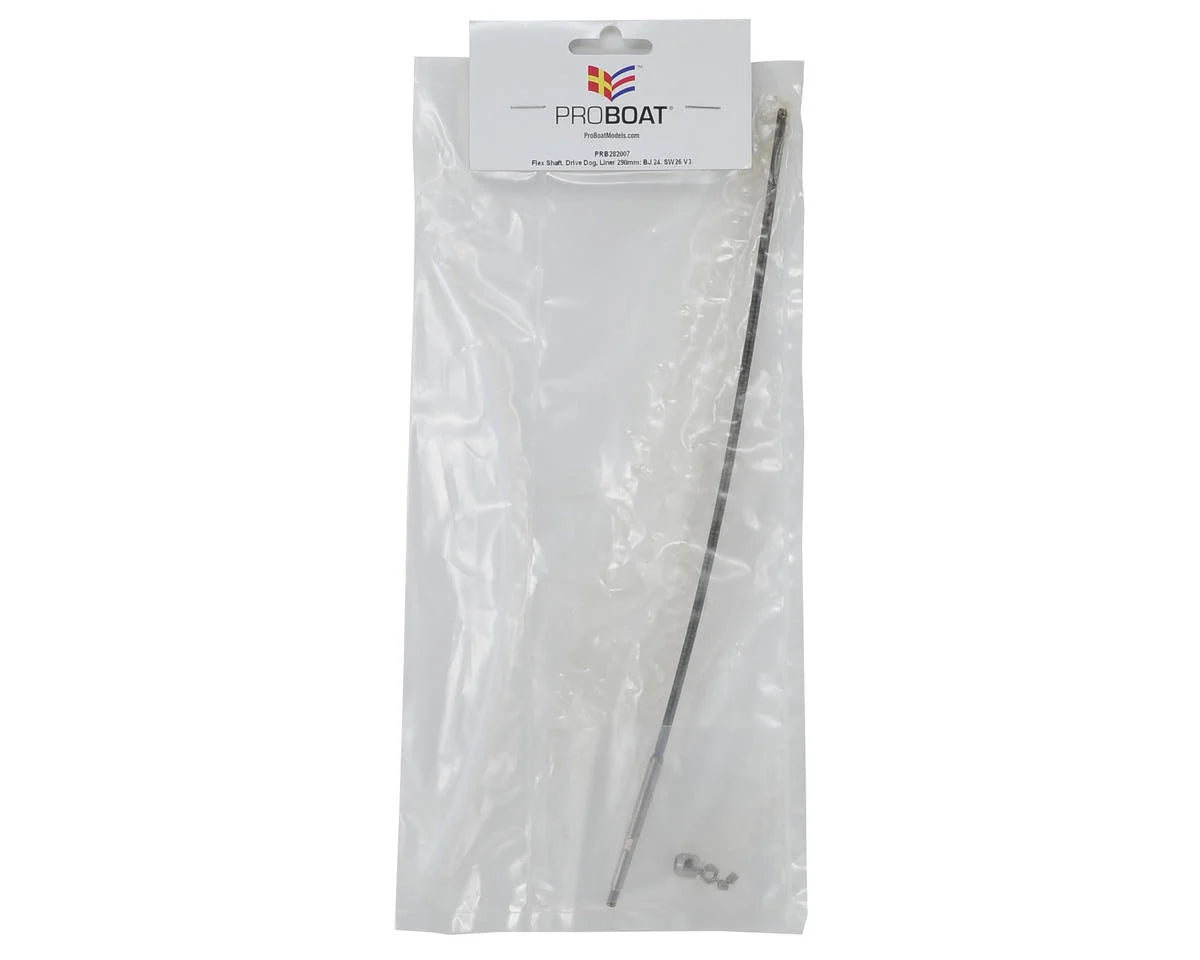 Pro Boat Flex Shaft 295 x 4mm, Drive Dog and Liner: Blackjack 24