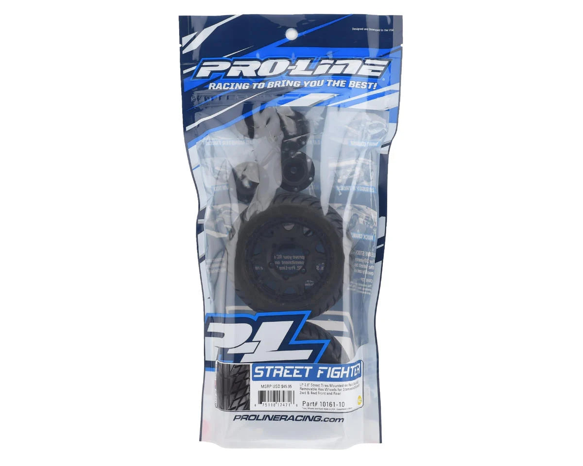 Pro-Line Street Fighter LP 2.8" Tires w/Raid Rear Wheels (2) (Black) (M2) w/12mm Removable Hex