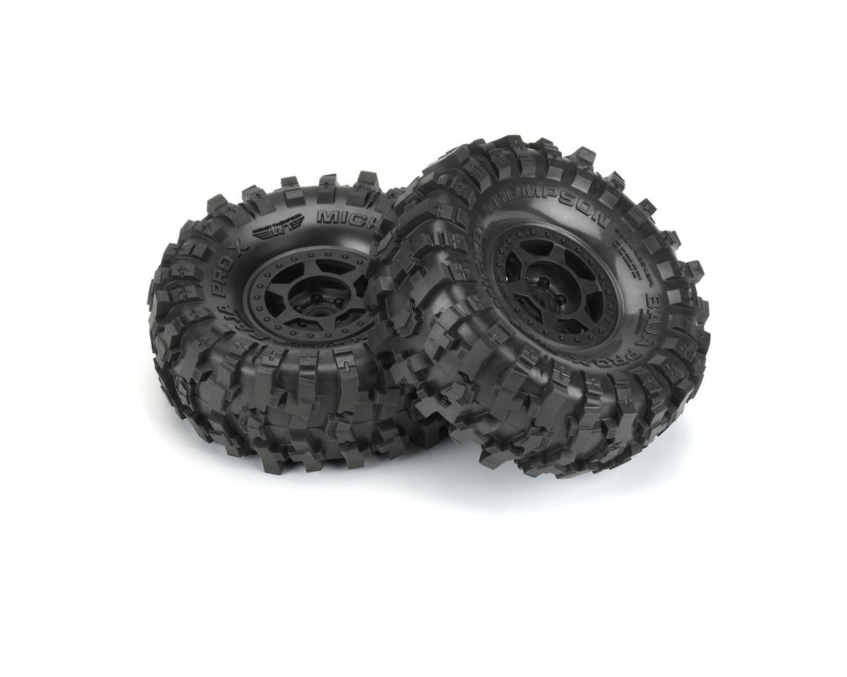 Pro-Line Mickey Thompson Baja Pro X Pre-Mounted 1.9" Rock Crawler Tires (G8) w/Holcomb Bead-Loc Wheels (Black) (2)