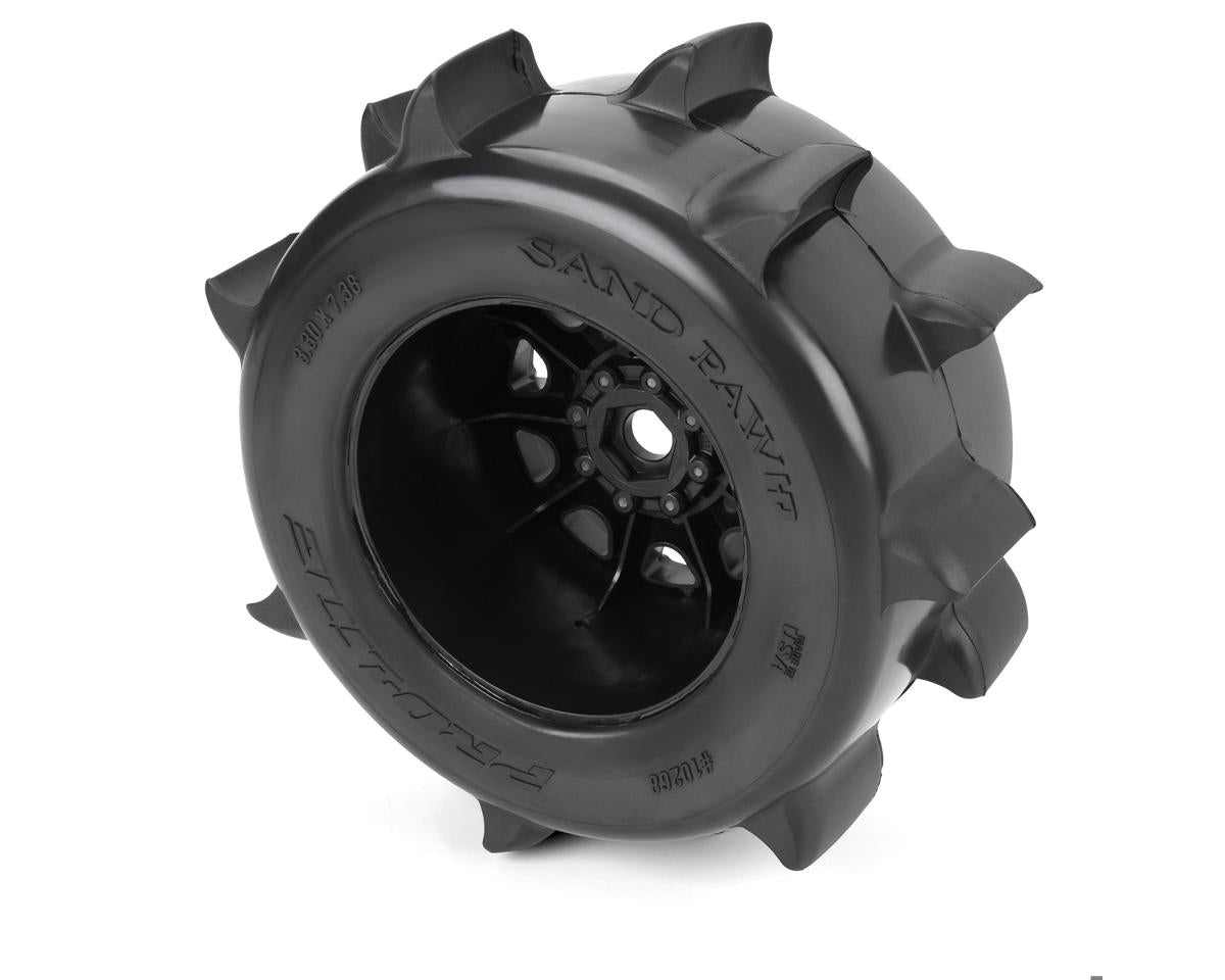 Pro-Line Sand Paw HP Belted 3.8" Pre-Mounted Truck Tires (2) (Black) (M2) w/Raid Wheels & 17mm Hex