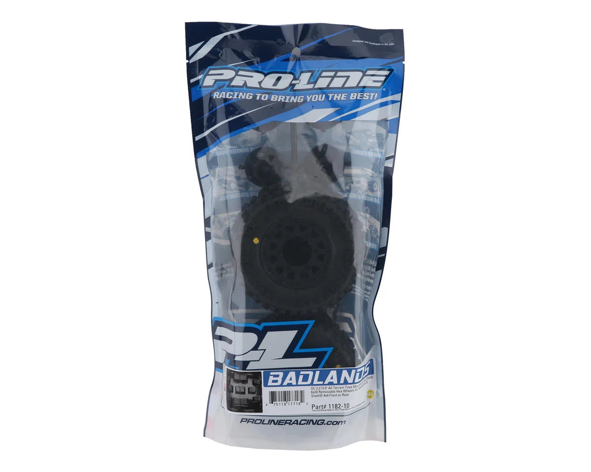 Pro-Line Badlands SC 2.2/3.0 Tires w/Raid Wheels (Black) (2) (M2) w/12mm Removable Hex