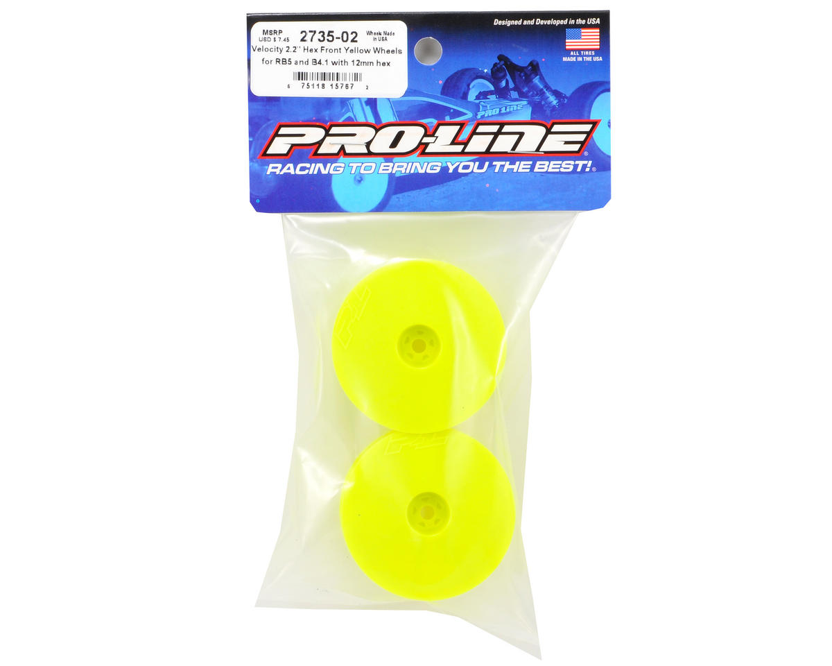 Pro-Line Velocity 2.2" Front Wheels (2) (B6/RB6) (Yellow) w/12mm Hex