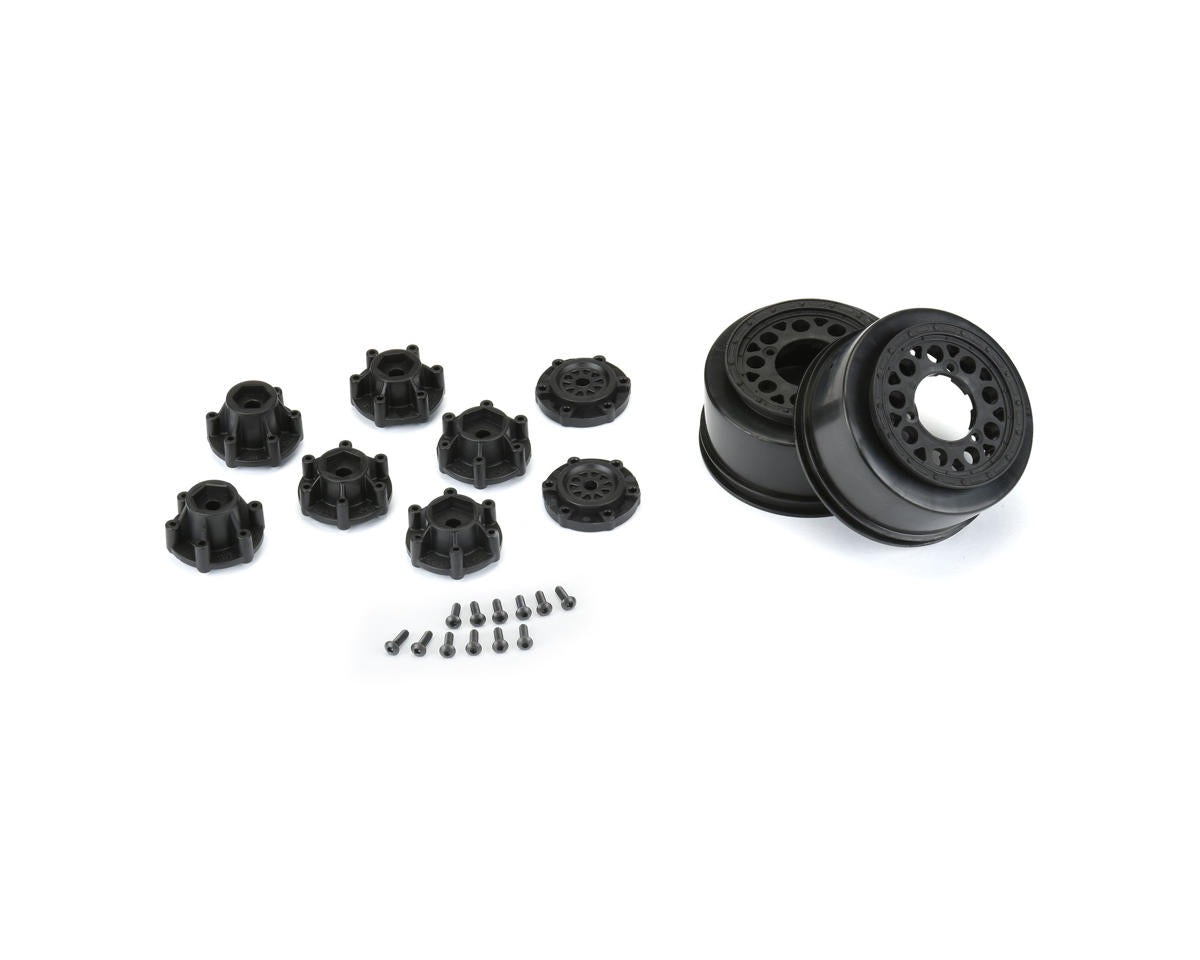 Pro-Line Showtime 2.2/3.0" Short Course Dirt Oval Wheels (Black) (2) w/12mm & 14mm Removable Hex
