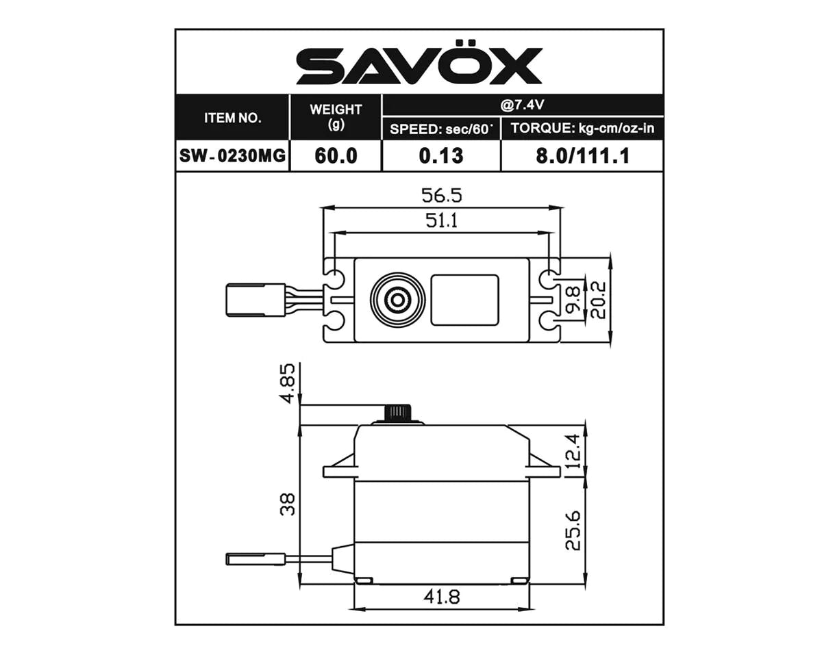 Savox SW0230MGP Waterproof Metal Gear Digital Servo W/Soft Start Slash Summit
