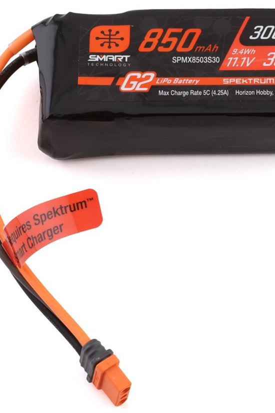 Spektrum RC 3S Smart G2 LiPo 30C Battery Pack w/IC2 Connector (11.1V/850mAh)