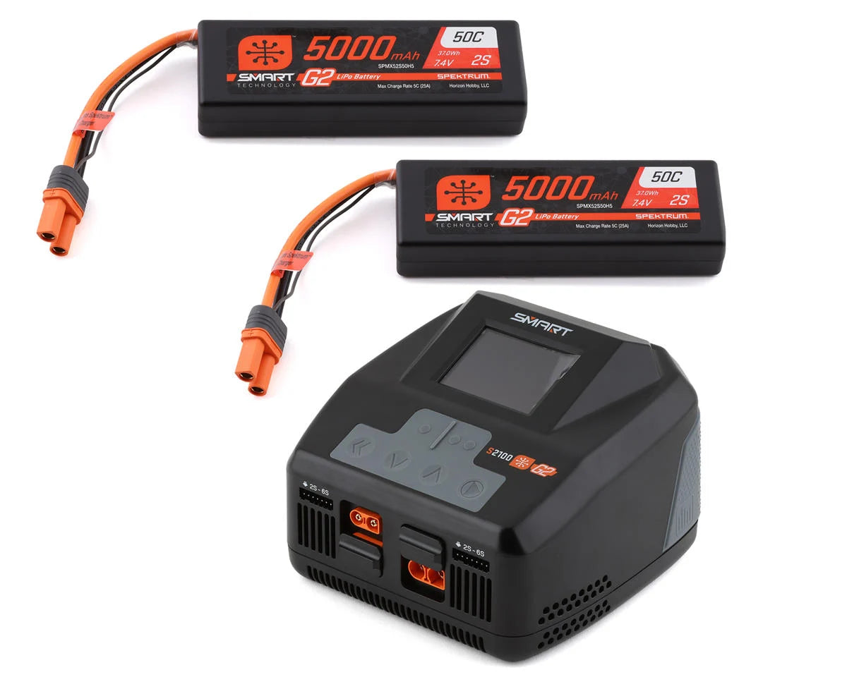 Spektrum RC Smart PowerStage 4S Surface Bundle w/2 Smart G2 2S 50C LiPo Battery (5000mAh) (IC5)
