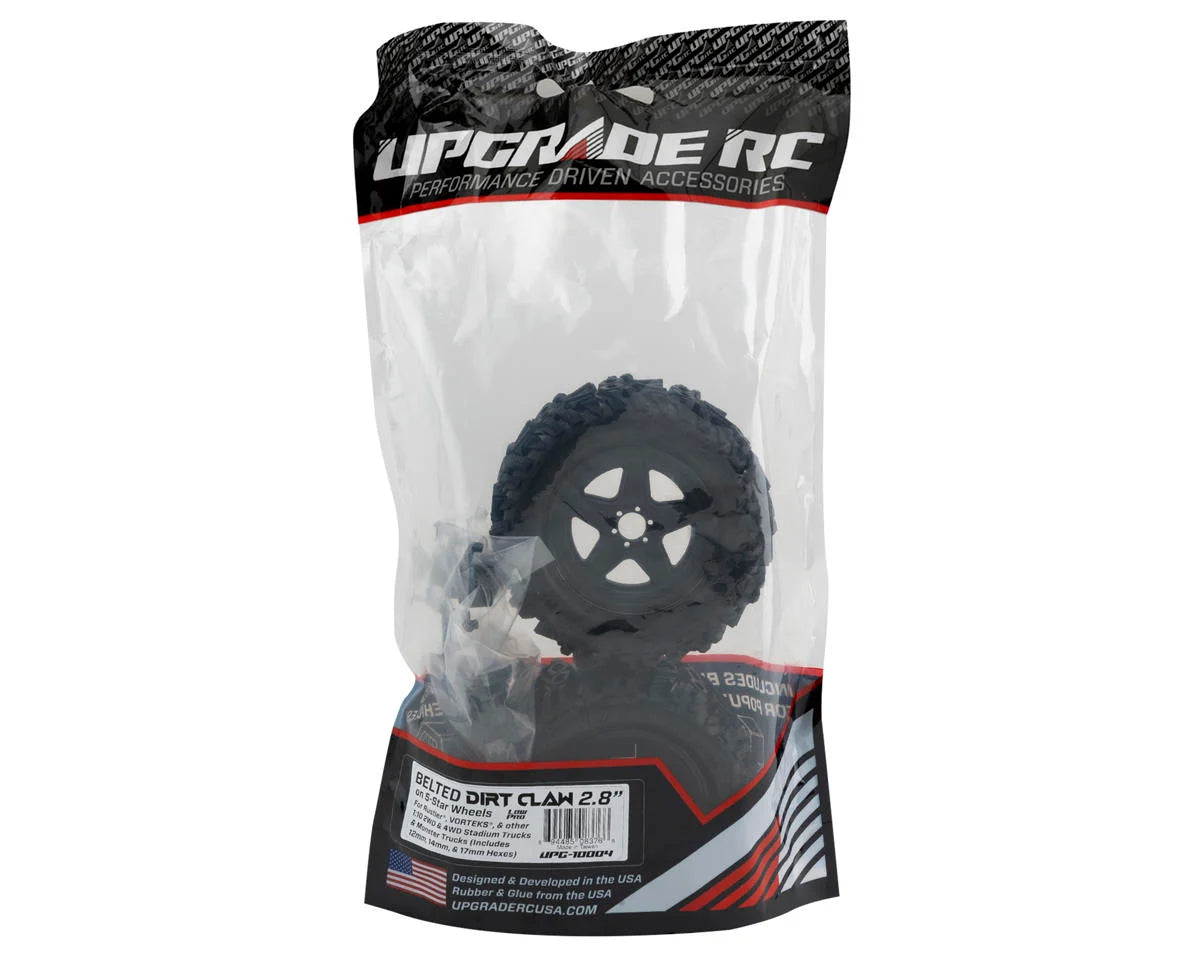 UpGrade RC Low-Pro BELTED Dirt Claw 2.8" Pre-Mounted All-Terrain Tires w/5-Star Wheels (2) (17mm/14mm/12mm Hex)