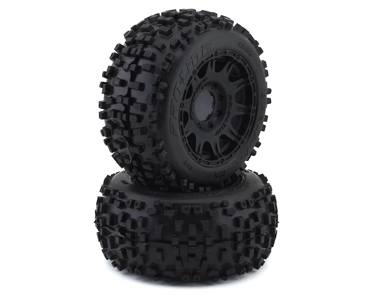 Pro-Line 117810 Badlands 3.8" Pre-Mounted Truck Tires (2) (Black) w/Raid Wheels (M2)