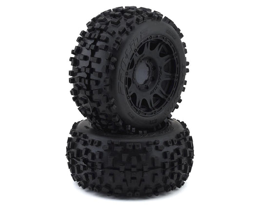 Pro-Line 117810 Badlands 3.8" Pre-Mounted Truck Tires (2) (Black) w/Raid Wheels (M2)