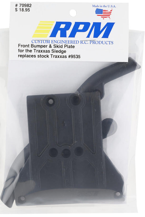 RPM 70982 Front Bumper & Skid Plate (Black) Traxxas Sledge