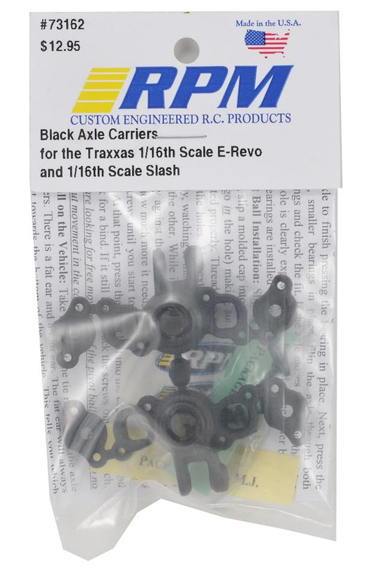 RPM 73162 Front OR Rear Axle Carriers Black For 1/16 E-Revo, Slash, Summit