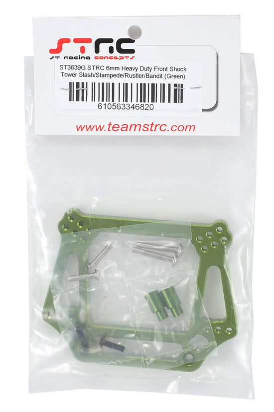 STRC 3639G 6mm Heavy Duty Front Shock Tower (GREEN)For 2wd Slash Stampede Rustler Bandit
