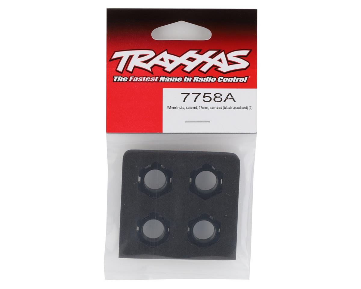 Traxxas 7758A Sledge/X-Maxx/E-Revo VXL 17mm Splined Wheel Nut (Black) (4)